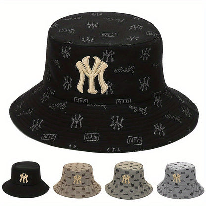 1pc Unisex Trendy Bucket Hat With Letters Pattern, Sun Protection Casual Hat, Suitable For Daily Wear And Vocation