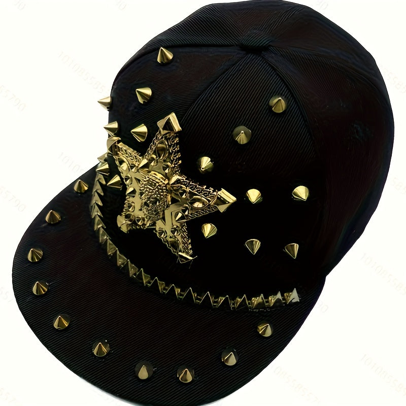1pc Men'S Fashion Hip-Hop Street Dance Punk Baseball Cap, Lightweight Polyester, Non-Stretch Fabric, Street Style with Skull and Wings Design