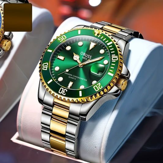 Authentic New Style Temperament Golden Watch Calendar Watch Men's Watch Men's Watch Korean Version Trendy Model