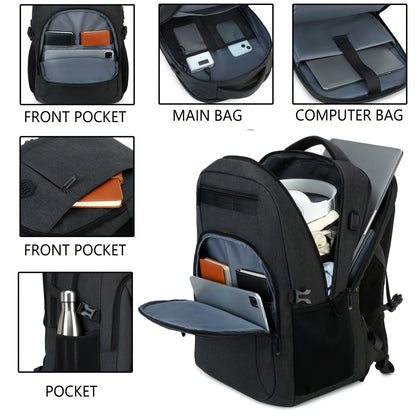 Travel Laptop Backpack, Business Slim Durable Laptop Backpack With USB Charging Port And Trolley Cover, Male And Female College High School Laptop Bag For 15.6 Inch Laptop