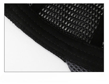 2pcs Unisex Quick-Dry Mesh Baseball Caps - Breathable, Adjustable Summer Sun Hats with Large Brims for Outdoor Activities, Black & Gray Textured Design
