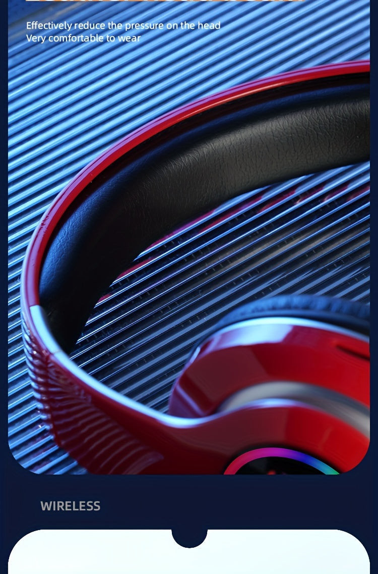 Wireless Earphones, Multi-Color LED Lights, Comfortable Foldable Earphones, SD Card Slot, School/Tablet/Pc/Phone/Birthday/Christmas/Travel Gifts. Popular Wireless Earphones, Head Mounted Wireless Earphones, And Foldable Earbu