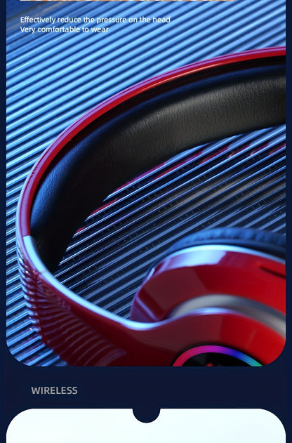 Wireless Earphones, Multi-Color LED Lights, Comfortable Foldable Earphones, SD Card Slot, School/Tablet/Pc/Phone/Birthday/Christmas/Travel Gifts. Popular Wireless Earphones, Head Mounted Wireless Earphones, And Foldable Earbu