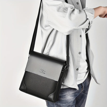 Men'S Stylish Casual Shoulder Crossbody Bag, Small Faux Leather Satchel.