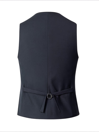 3pcs Luxury Classic Men's Solid Color Formal Suit Set - Lapel Jacket, Vest and Pants, Regular Fit, Long Sleeve, Traditional Silhouette, Very Suitable for Wedding Banquets, Business Meetings - High Quality Fabric, Comfortable