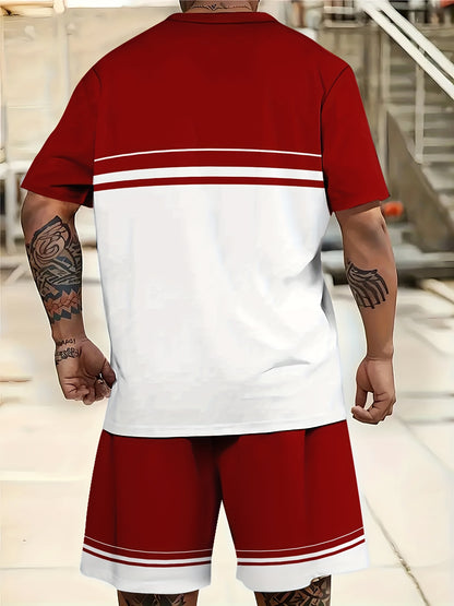 Men'S Casual "Milano Italia" Graphic Tee & Shorts Set - Black & White, Breathable Summer Outfit with Drawstring Waist, Comfortable for Casual Attire, Casual Attire|Italianinspired Design|Stretchy Fabric