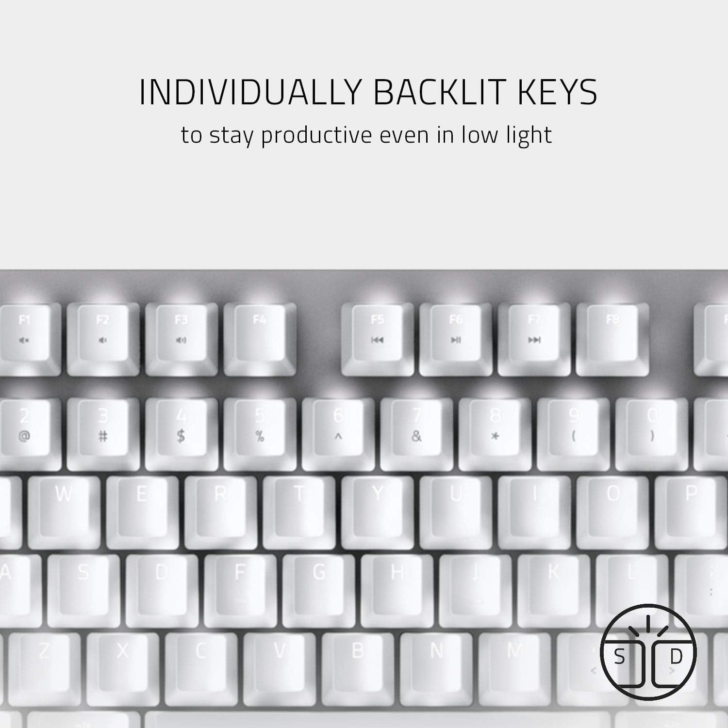 Razer RZ03-02640700-R3M1 Blackwidow Lite Mercury Silent Mechanical Gaming Keyboard (White), with White LED Backlighting for Enhanced Productivity, Orange Switches (Silent and Tactile), US Layout