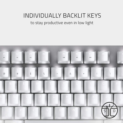 Razer RZ03-02640700-R3M1 Blackwidow Lite Mercury Silent Mechanical Gaming Keyboard (White), with White LED Backlighting for Enhanced Productivity, Orange Switches (Silent and Tactile), US Layout