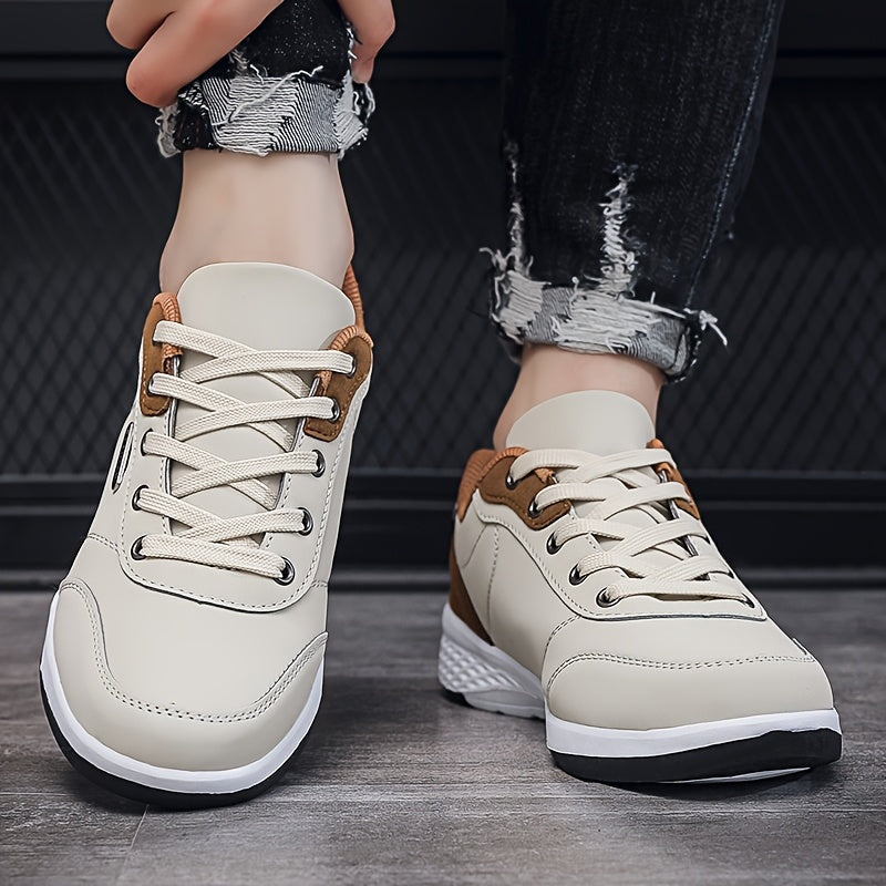 FAYWELLME Unisex Casual սպորտային կոշիկներ, շնչող ցածր վերևից ժանյակավոր սպորտային կոշիկներ, MD ներբանով միաձույլ գույնի բոլոր սեզոնային վազքի կոշիկներ, թեթև գործվածքից վերնամասը սև և արևագույն, հարմարավետ բարձիկ առօրյա հագուստի համար, ամենօրյա կոշիկներ