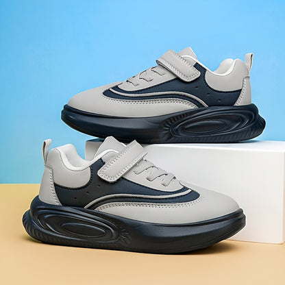 Youngsters' Stylish Athletic Footwear - Comfortable Non-Slip Soft Sole Walking Shoes for Boys & Girls, All-Season, Black & White with Hook and Loop Closure