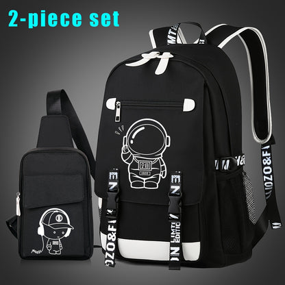 2pcs/set Luminous Men's Backpacks, Casual College Backpacks, Simple Cool Large Capacity Backpacks, Travel Computer Bag
