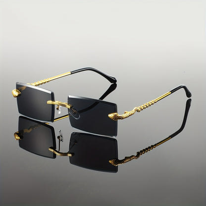 Stylish Unisex Frameless Fashion Glasses with PC Lens & Metal Frame - Rectangular Fashion Eyewear for Women & Men, Perfect for Weddings, Parties, Photography, Shopping, Party Accessories, Chic Eyewear, Elegant Design, Wedding
