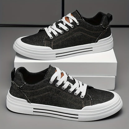 Men's Casual Sneakers - Lightweight Breathable Canvas & PVC Sole, Low-Top Lace-Up Round Toe Design for Outdoor Hiking, Streetwear & Daily Wear - All-Season Versatile Comfortable Shoes, Versatile Sneakers | Lowtop Sneakers | D