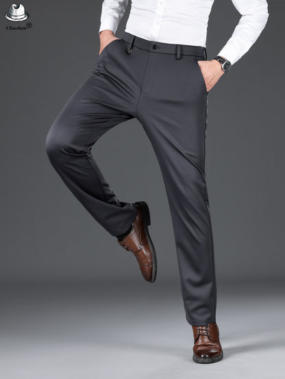 Men's Classic Black Business Dress Pants - Stretch Nylon Blend, Machine Washable, Regular Fit for Office & Formal Wear, Professional Clothing | Regular Fit Suit | Nontransparent Material, Pant Suits