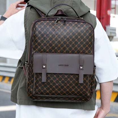 Men's Business Casual Commuter Backpack - Multi-Pocket Convertible Shoulder Bag with Suitcase Attachment, Sleek Minimalist Design for Work Travel & Daily Use, Travel Bag