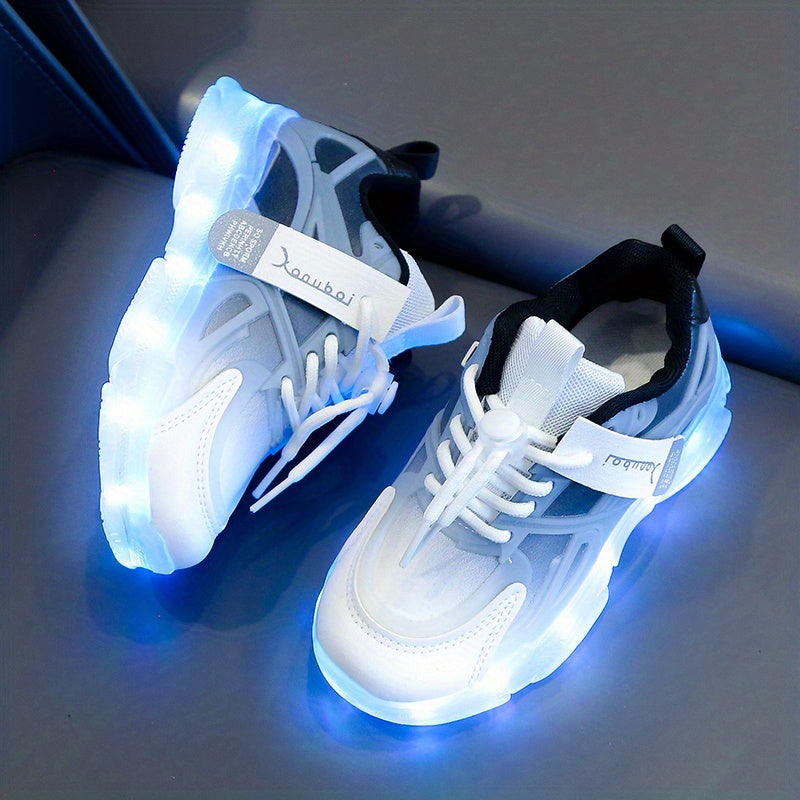 Rechargeable Glow-in-the-Dark Shoes for Kids - Colorful Neon Sneakers with Light-Up Design, Lightweight & Durable for Street Dance, Nighttime Play, and Casual Wear, Shoes for Girls, Street Dance Footwear, Vibrant Neon Accents