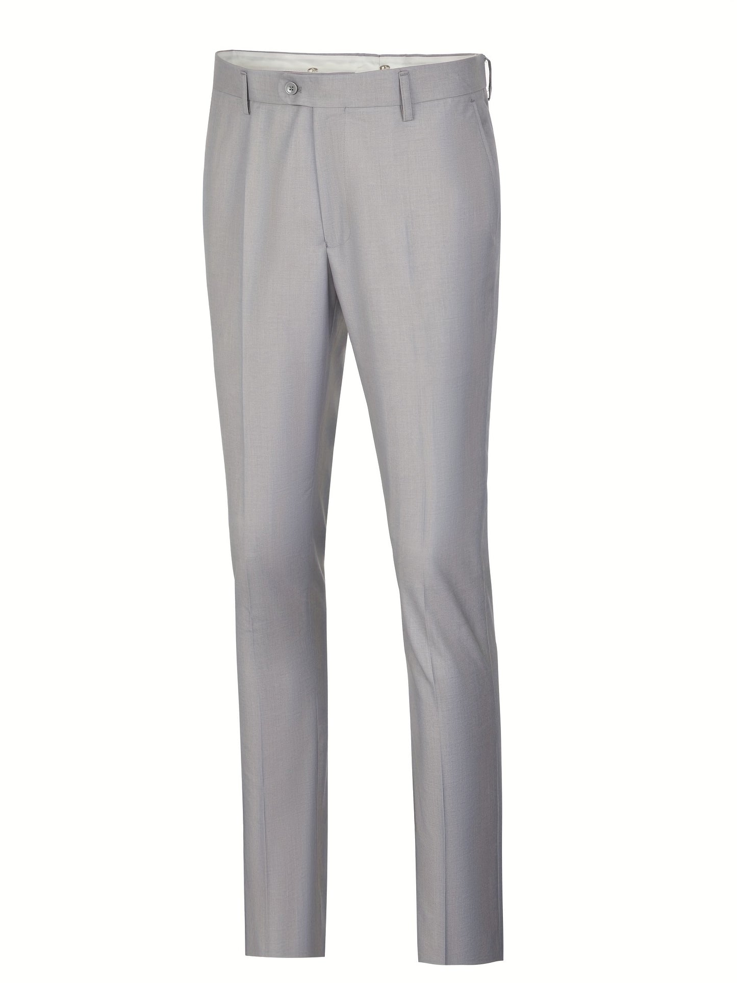SAILIINY Men'S Solid Color Polyester Viscose Blend Dress Pants, Regular Fit All-Season Party Suit Trousers with Pockets, 80% Polyester 20% Viscose, 240g/m² Woven Fabric, 100% Polyester Lining, for Mature Occasions