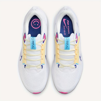 Nike Air Zoom Pegasus 40 Unisex Low-Top Running Shoes - White & Pink Accents, Breathable Fabric, Shock-Absorbing Cushioning, Durable Rubber Sole for Gym, Training & Casual Wear, Sneakers, Gym Footwear, Modern Athletic, Shocka