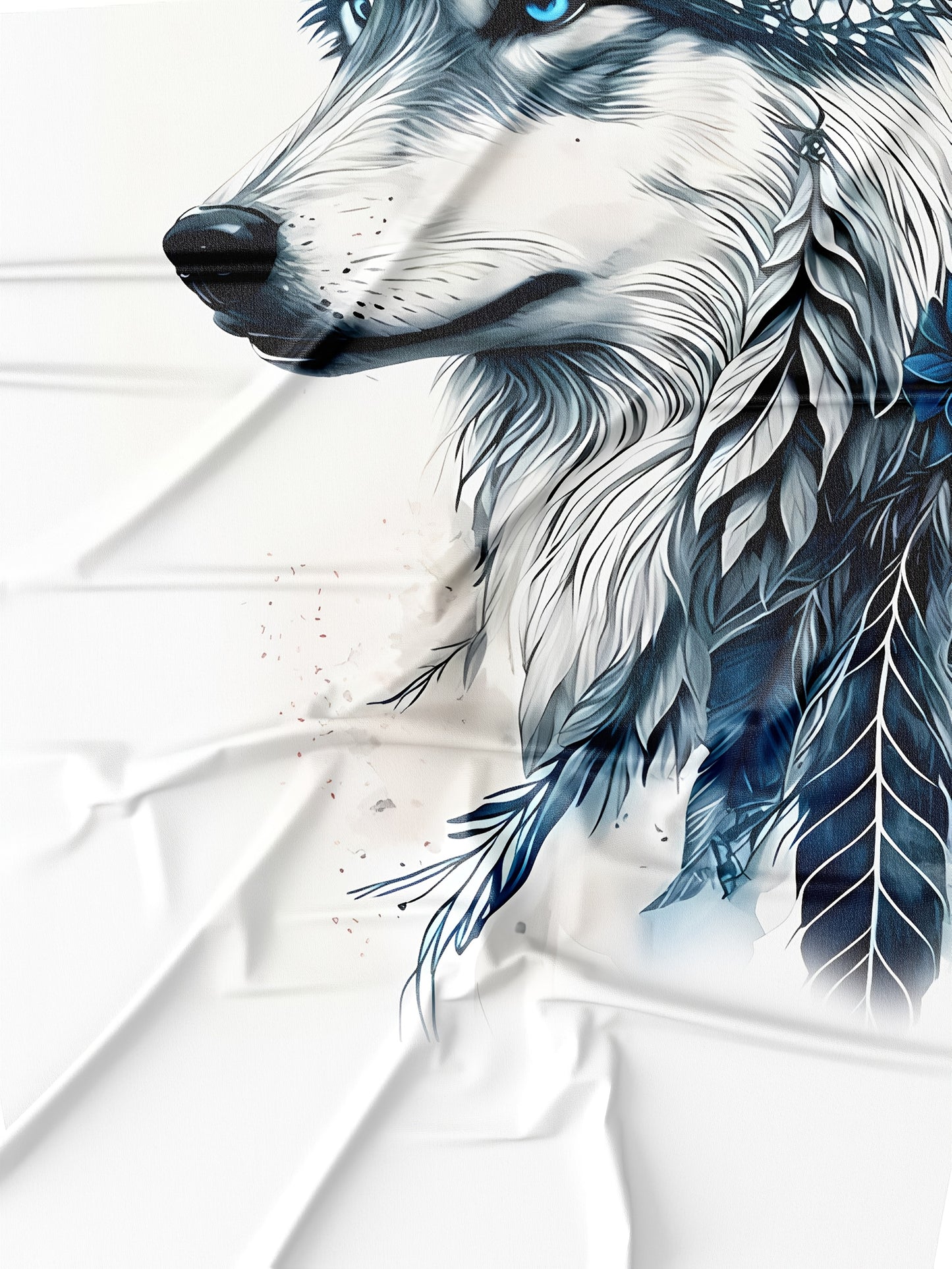Men's Casual Breathable T-Shirt - White Round Neck Regular Fit, Machine Washable & Durable Digital Print for Outdoor & Casual Attire, Naturethemed Apparel, Wolf Graphic Tee, Comfortable Fabric
