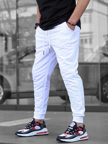 Men's Solid Color Jogger Sports Pants With Drawstrings, Casual Lightweight And Breathable Running Fitness Slim Pants Outdoor Trousers