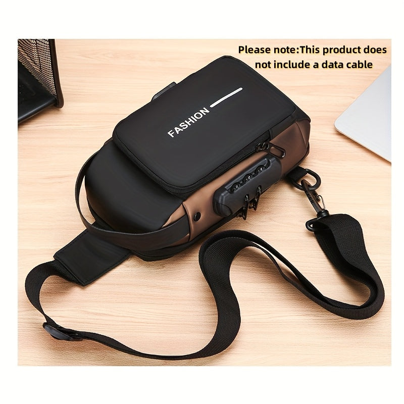 Men'S Crossbody Bag with Password Lock, Anti-Theft Chest Bag, Trendy Casual Sports Shoulder Bag, Large Capacity Crossbody Men'S Bag, Daily Commuting Shoulder Bag