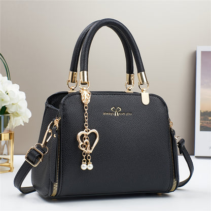 A Stylish And Versatile Women'S Bag with a Large Capacity, Featuring a Minimalist Trendy Design And a Textured Lychee Pattern, Suitable for Shoulder, Crossbody, Or Hand Carry.