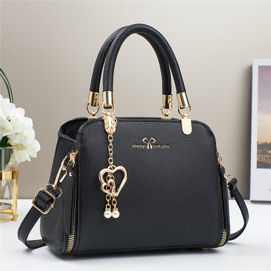 A Stylish And Versatile Women'S Bag with a Large Capacity, Featuring a Minimalist Trendy Design And a Textured Lychee Pattern, Suitable for Shoulder, Crossbody, Or Hand Carry.