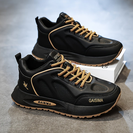 Men's Breathable Casual Sneakers - Trendy Dad Shoes with Thick Sole, Lace-Up, Mid-Top Design for Running & Fashion