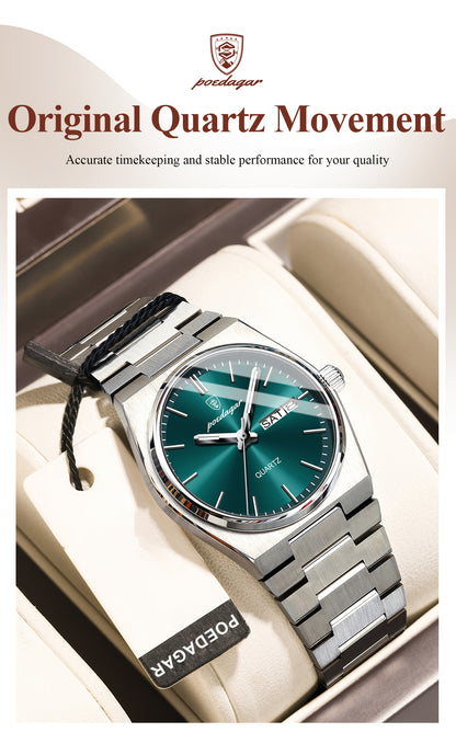 The 2025 Popular Luminous Calendar Stainless Steel Women'S Watch, a Trendy Korean Style Quartz Watch for Young People, Perfect for Casual Fashion.