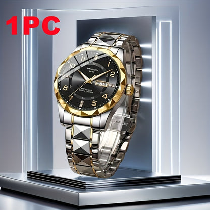 1 New BANBONY Brand Unisex Stainless Steel Quartz Watch with HD Scratch-Resistant Rhinestone-Embellished Simple Digital Round Dial, Luminous Display Date Calendar Battery-Powered Multifunctional Fully Automatic Wristwatch for