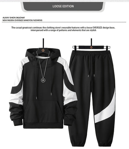 Men's Hooded Sweatshirt Set - 2024 New Autumn Casual Sporty Long Sleeve Outfit for Men