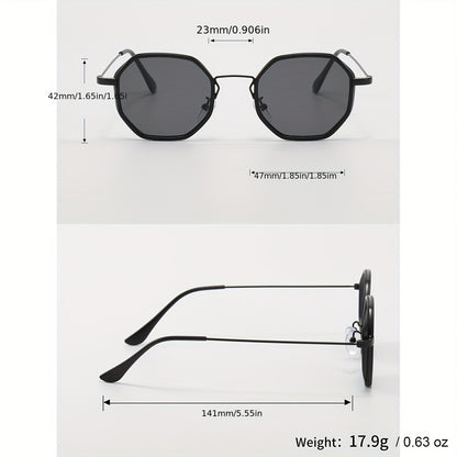 1 Pair of Men'S Geometric Copper Alloy Fashion Glasses with Red Lenses - Casual & Trendy, Ideal for, Daily Wear, and Holiday Gifts, Holiday Fashion Glasses|Sleek Metal Frame Glasses|Polycarbonate Lenses, Glasses