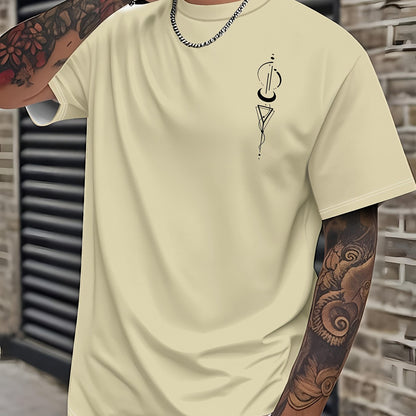 Men's 3D Graphic Short Sleeve T-Shirt - Casual Round Neck Tee with Random Print, Machine Washable & Non-Transparent Fabric for Casual Attire, Summer Outfit, Modern Design, Breathable Material, Printed Shirt, Young Adults