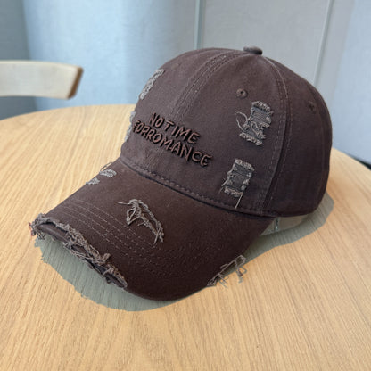 New Distressed Washed Baseball Cap for Women with Three-dimensional Letter Embroidery, Designed to Make You Look Smaller, Featuring a Trendy Street Style for Both Men And Women.