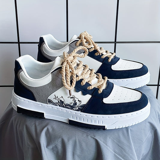 Men's Chic Street Style Color Block Skateboard Shoes, Comfortable Anti-slip Laced Casual Sports Shoes, Suitable for Men's Outdoor Activities, Men's Shoes