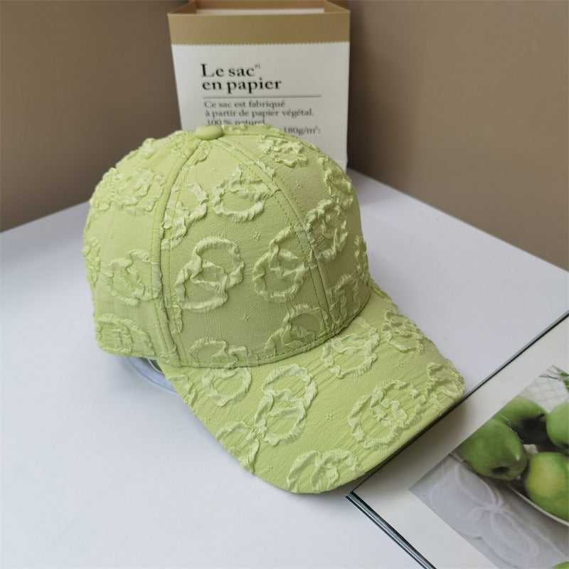 New Spring and Summer Versatile Fashion Textured Breathable Baseball Cap for Men and Women with Wide Brim to Display Small Face Duckbill Ha