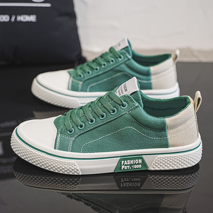 Men'S Breathable Fabric Casual Canvas Shoes, Low-Top Lace-Up Outdoor Sneakers, Trendy Skate Shoes.