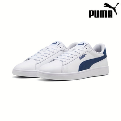 PUMA Unisex Low-Top Sneakers - White & Navy Blue, Lace-Up Casual Shoes with Cushioned Rubber Sole for Everyday, Gym, Office - All-Season Men's & Women's Athletic Footwear, Gym Footwear, Sporty Look, Durable Footwear