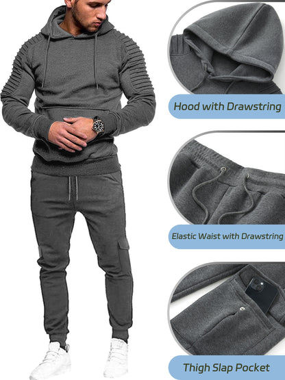 Men's Tracksuit 2 Piece Pullover Hoodie Sweatsuit Sets Casual Jogging Athletic Suits With Drawstring