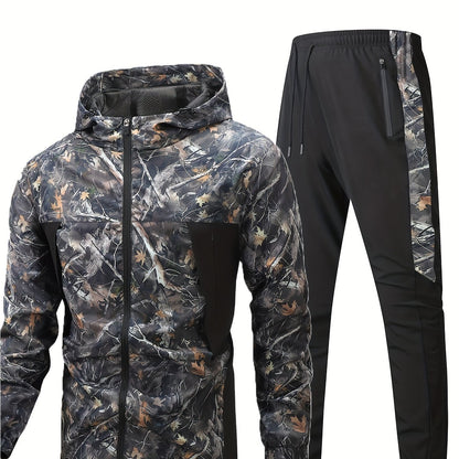 Men'S Suit, Casual Stylish Sportswear, Long-Sleeve Jacket, Woven Hooded Jacket, Sports Long Pants, Men'S Woven Moisture-Wicking Long Pants, Sweat-Resistant
