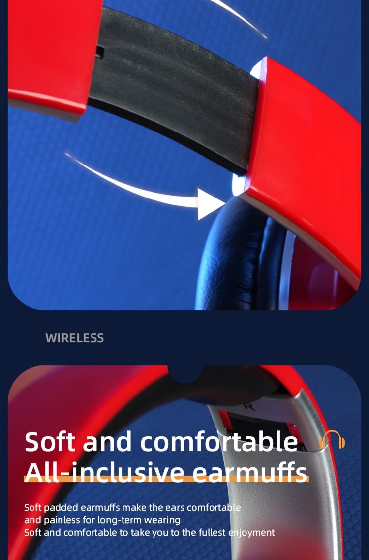 Wireless Earphones, Multi-Color LED Lights, Comfortable Foldable Earphones, SD Card Slot, School/Tablet/Pc/Phone/Birthday/Christmas/Travel Gifts. Popular Wireless Earphones, Head Mounted Wireless Earphones, And Foldable Earbu