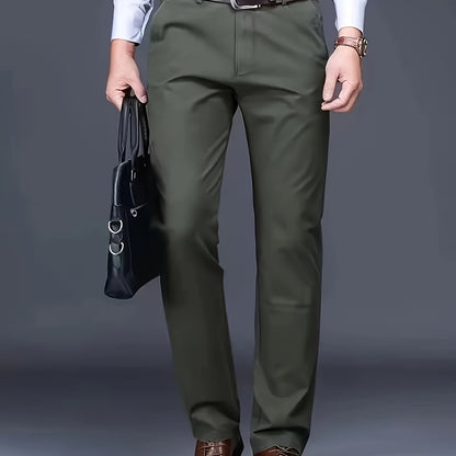 Four Seasons Men's New Casual Formal Pants Business Style Trendy Casual Long Pants Fashionable Versatile Men's Elastic Western Pants Comfortable Classic Design Casual Wear