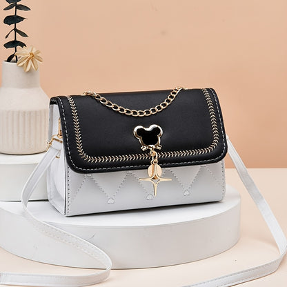 Chic Women'S Quilted Crossbody Bag with Chain Strap - Adjustable Strap, Snap Closure, Polyester Lining, Perfect for Parties, Dates, and Gifts, Party Accessory | Quilted Texture | Adjustable Strap Bag