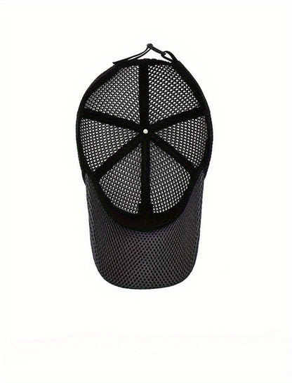2pcs Unisex Quick-Dry Breathable Mesh Baseball Caps - Adjustable Lightweight Summer Sun Hats with Geometric Textured Design for Outdoor Sports, Football Games & Casual Streetwear (Black & Gray), Game Day Accessories, Durable