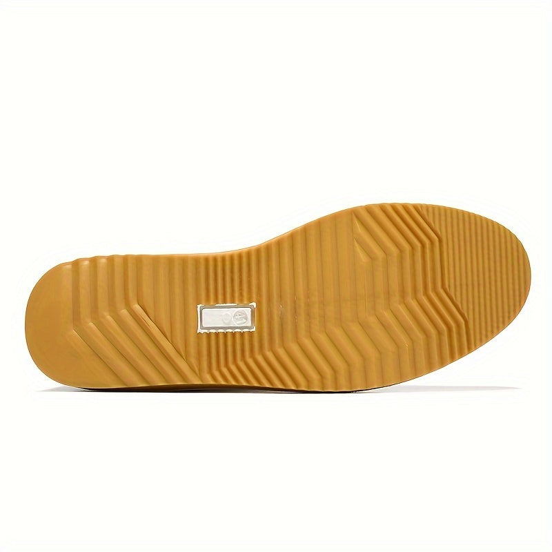 Men's Solid Color Classic Canvas Shoes, Comfy Non Slip Casual Business Style Lace Up Walking Shoes For Men's Outdoor Activities