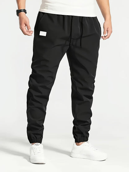 Men's Beige Cargo Pants with Multiple Pockets - Machine Washable, Comfortable Loose Fit, Ideal for Outdoor Activities, Durable Polyester Fabric