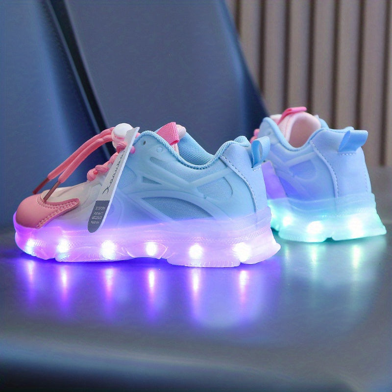 Rechargeable Glow-in-the-Dark Shoes for Kids - Colorful Neon Sneakers with Light-Up Design, Lightweight & Durable for Street Dance, Nighttime Play, and Casual Wear, Shoes for Girls, Street Dance Footwear, Vibrant Neon Accents