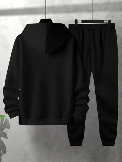 Men's Two-piece Set with Printed Hoodie and Sweatpants