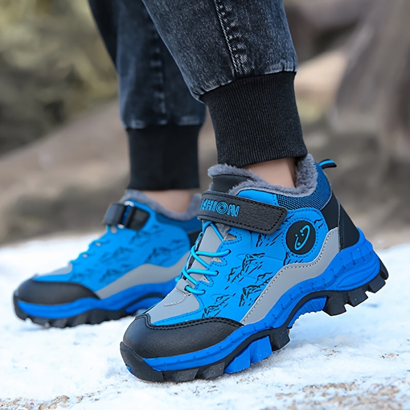 Teen Comfort Plush Lined Hiking Shoes are warm, durable, and comfortable for boys and girls, perfect for fall/winter outdoor adventures, warm and comfortable