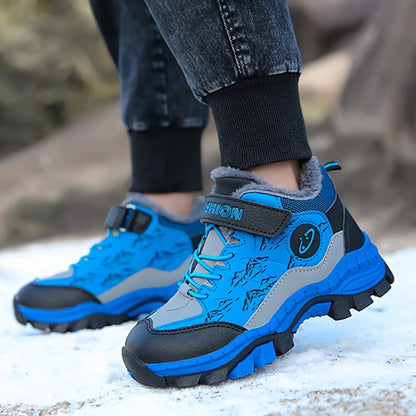 Teen Comfort Plush Lined Hiking Shoes are warm, durable, and comfortable for boys and girls, perfect for fall/winter outdoor adventures, warm and comfortable